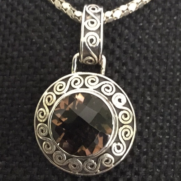 Ross¥Simon Jewelry - .925 SS 24”ItalianNecklace W/(2”Lx1”W) SmkyTpzPnd